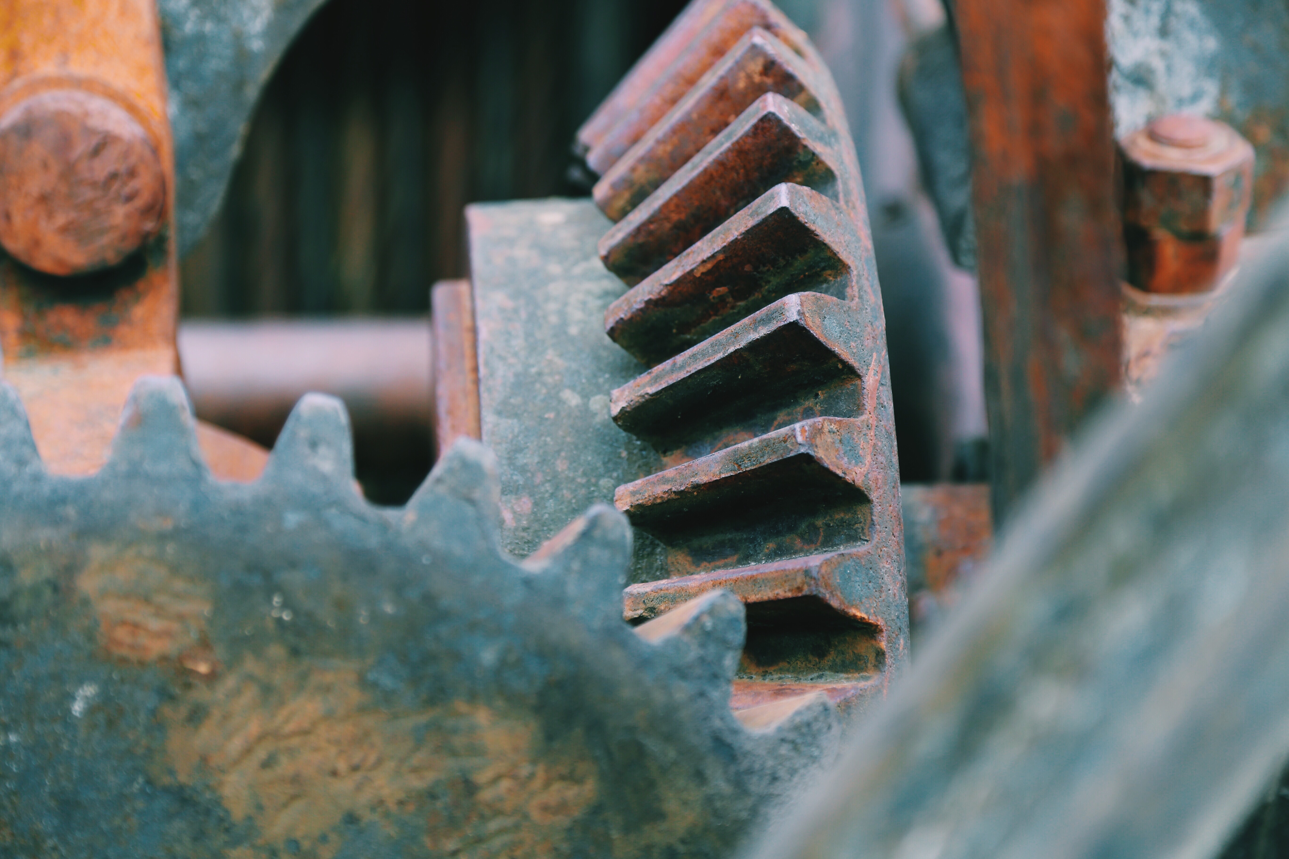 Close up of rusty gears